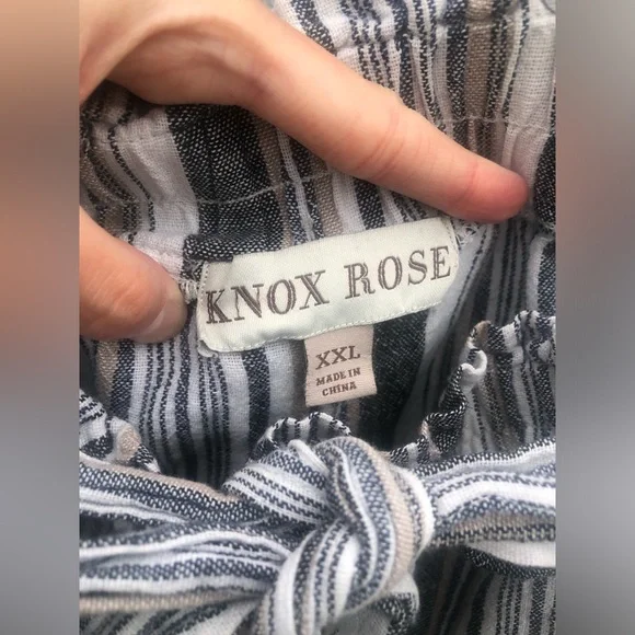 Knox Rose Women’s Linen Striped Paperbag Shorts With Tie Belt Size XXL - Picture 3 of 5